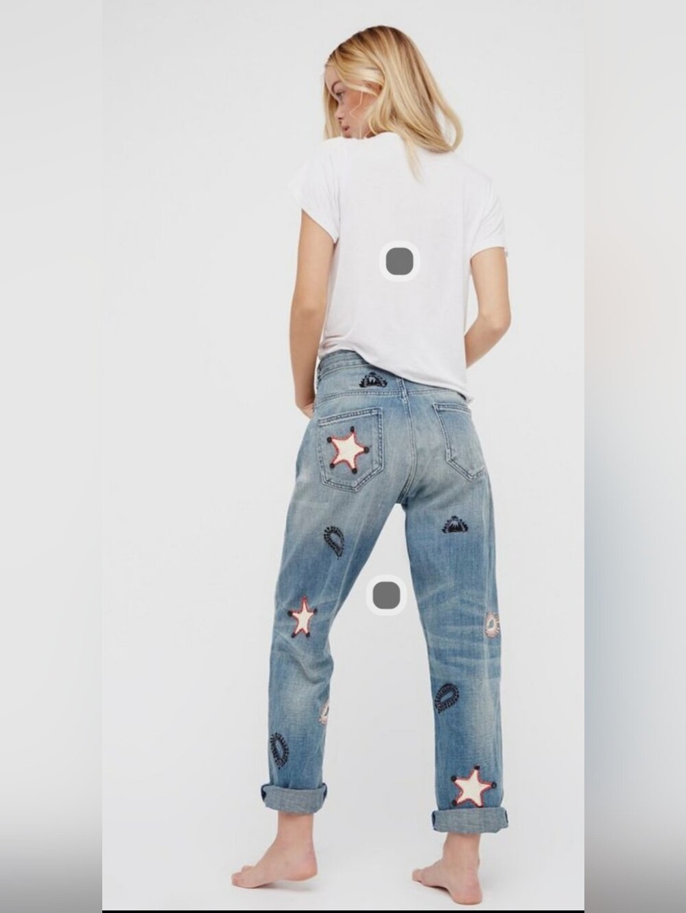 SCOTCH & SODA Frida Aasen Jeans Pant Women Size 30x32 Crop Patchwork Linen Coton